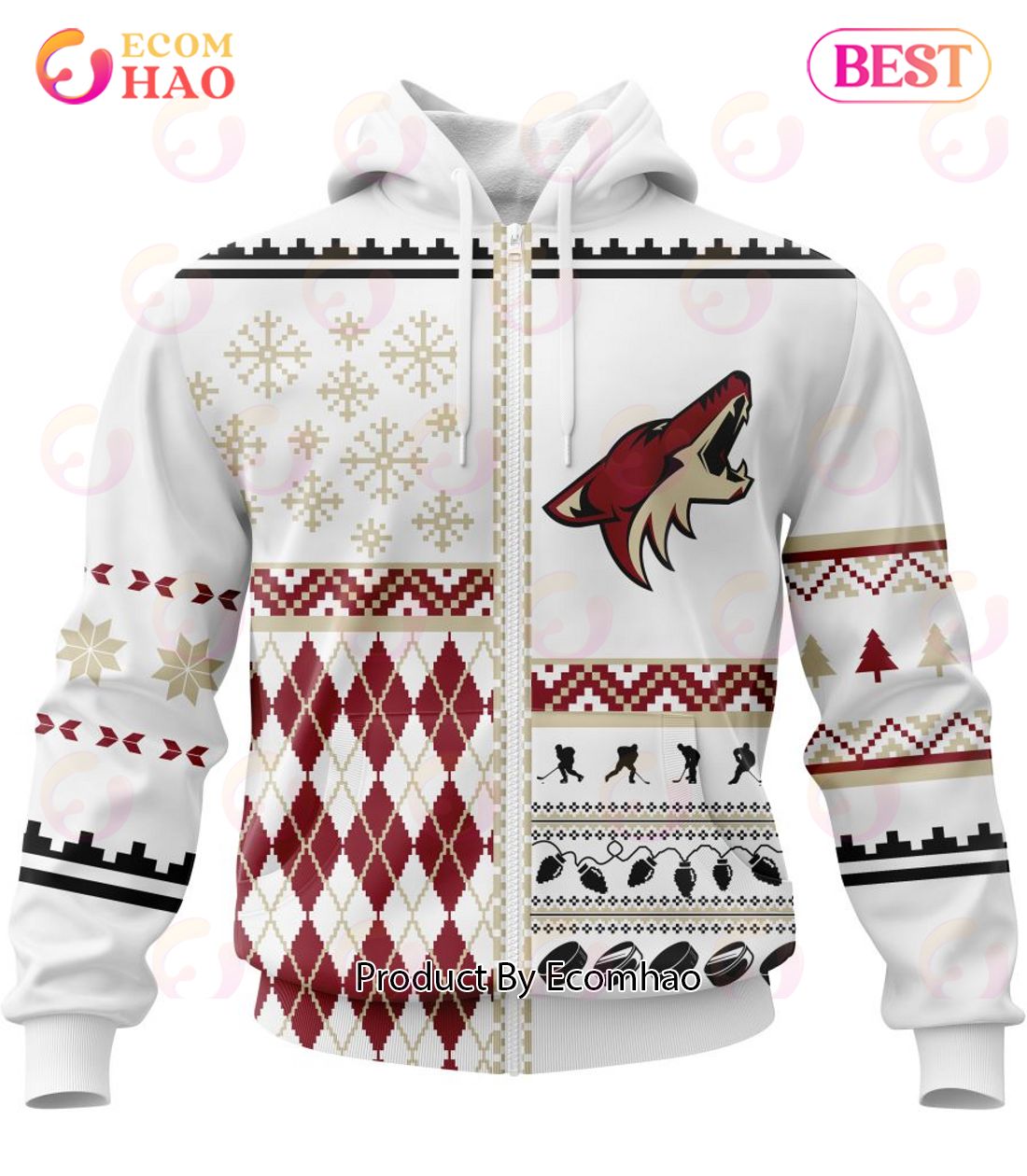 NHL Arizona Coyotes Specialized Unisex Kits With Christmas Concepts 3D Hoodie