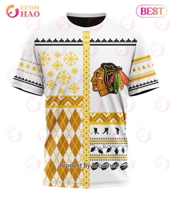 NHL Chicago BlackHawks Specialized Unisex Kits With Christmas Concepts 3D Hoodie