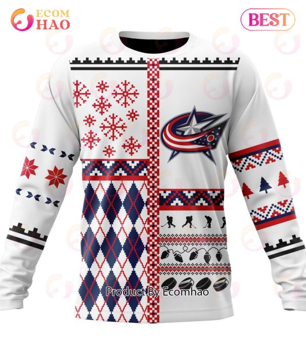 NHL Columbus Blue Jackets Specialized Unisex Kits With Christmas Concepts 3D Hoodie
