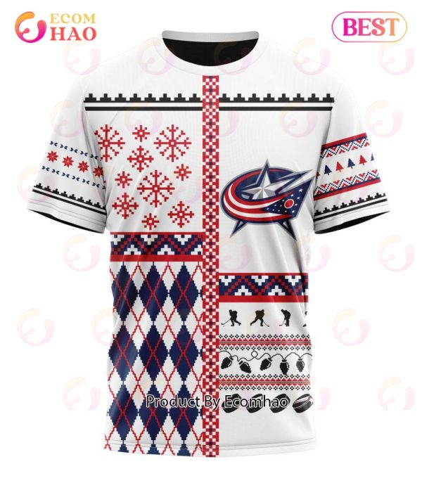 NHL Columbus Blue Jackets Specialized Unisex Kits With Christmas Concepts 3D Hoodie