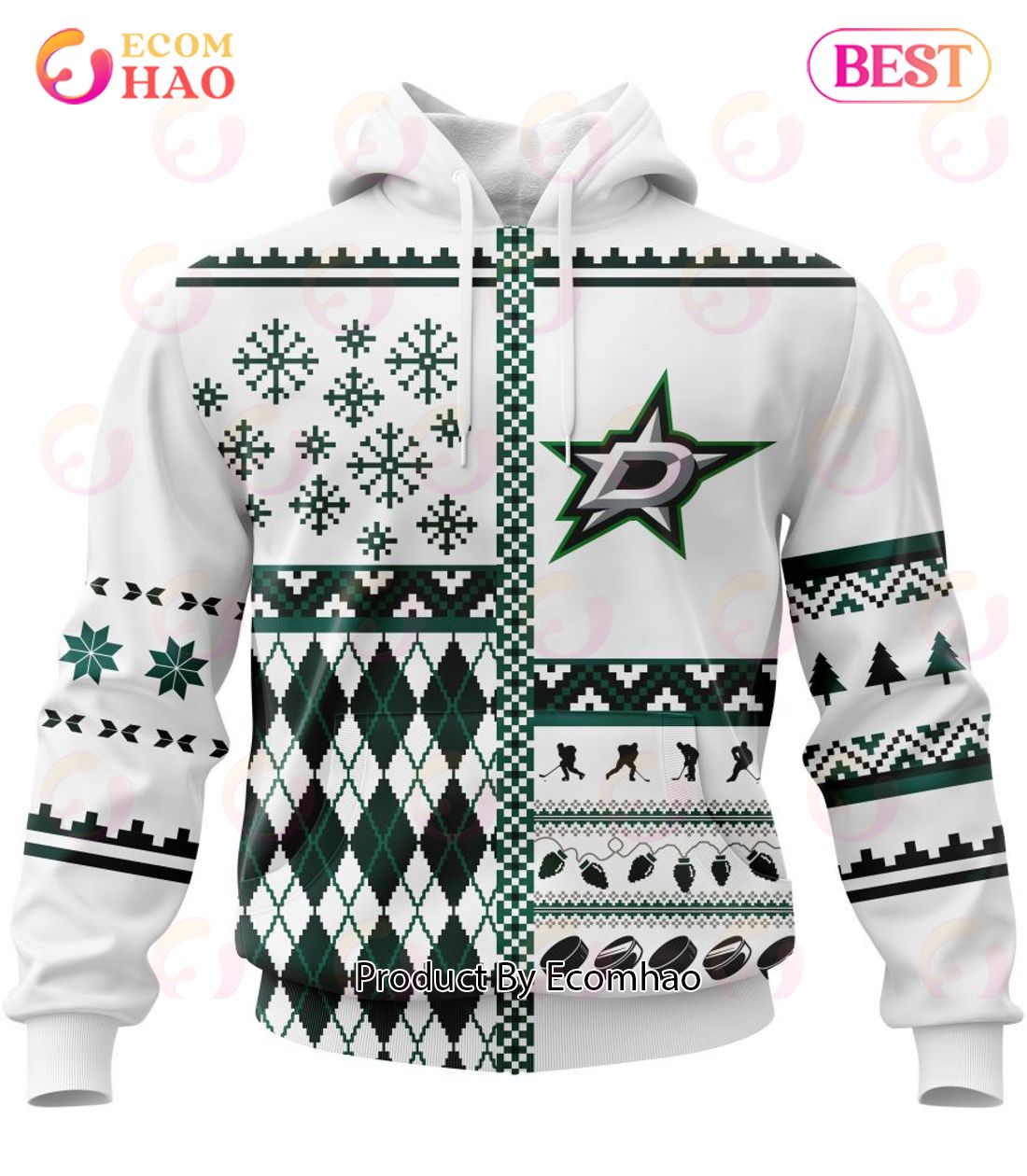 NHL Dallas Stars Specialized Unisex Kits With Christmas Concepts 3D Hoodie