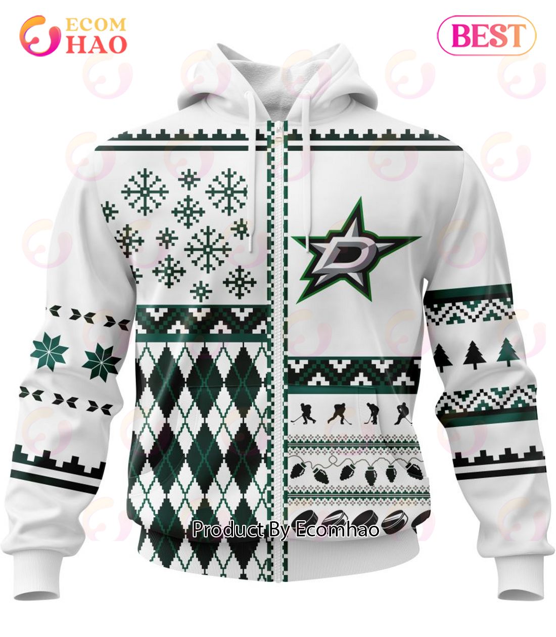 NHL Dallas Stars Specialized Unisex Kits With Christmas Concepts 3D Hoodie