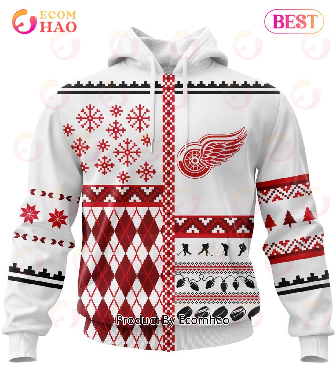 NHL Detroit Red Wings Specialized Unisex Kits With Christmas Concepts 3D Hoodie