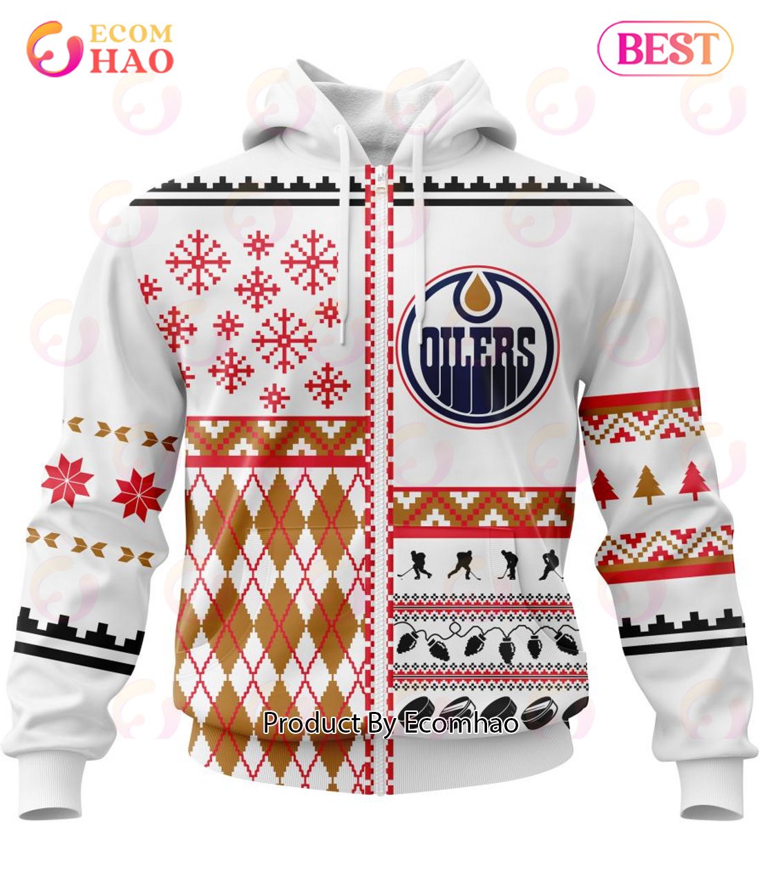 NHL Edmonton Oilers Specialized Unisex Kits With Christmas Concepts 3D Hoodie