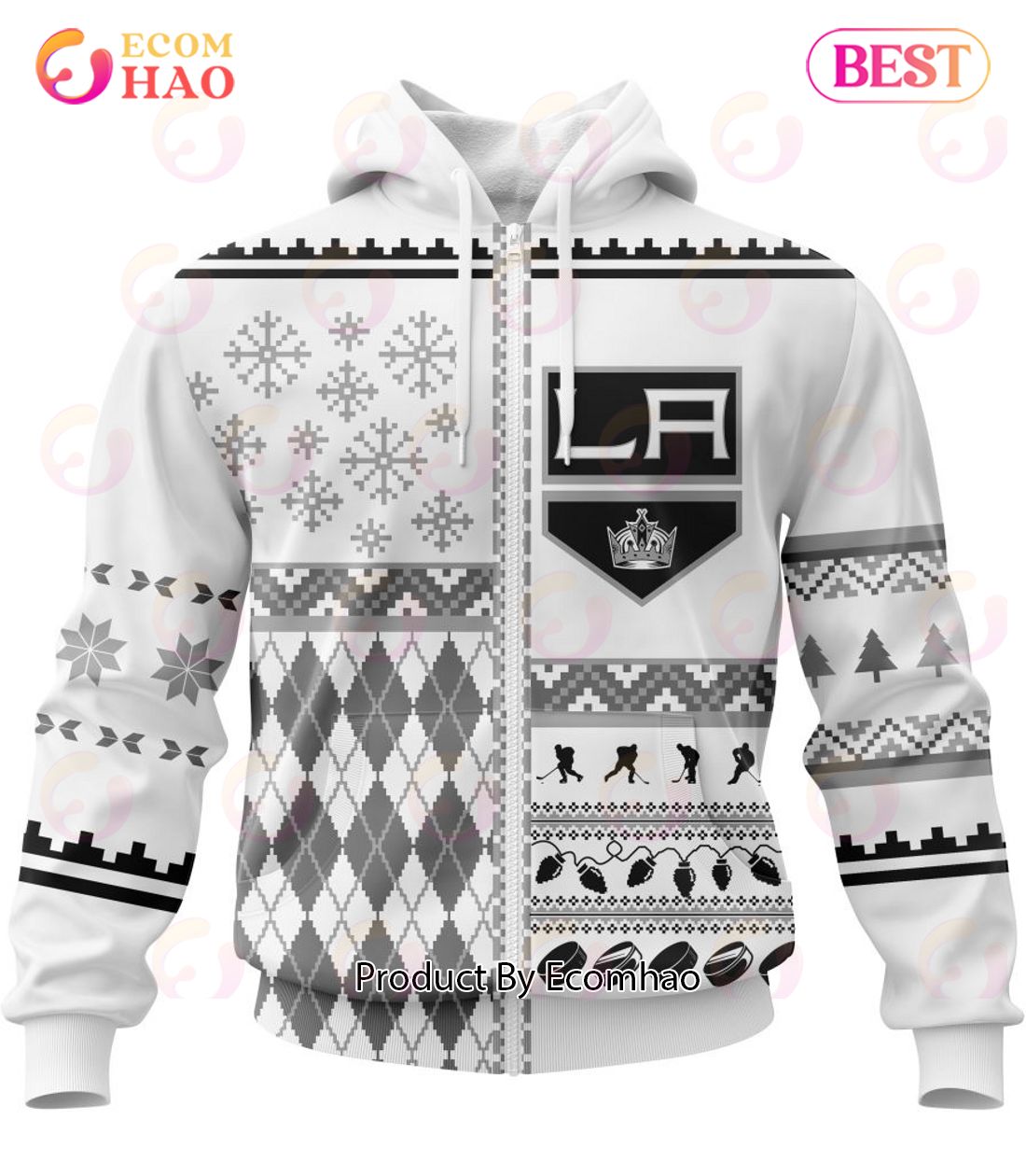 NHL Los Angeles Kings Specialized Unisex Kits With Christmas Concepts 3D Hoodie