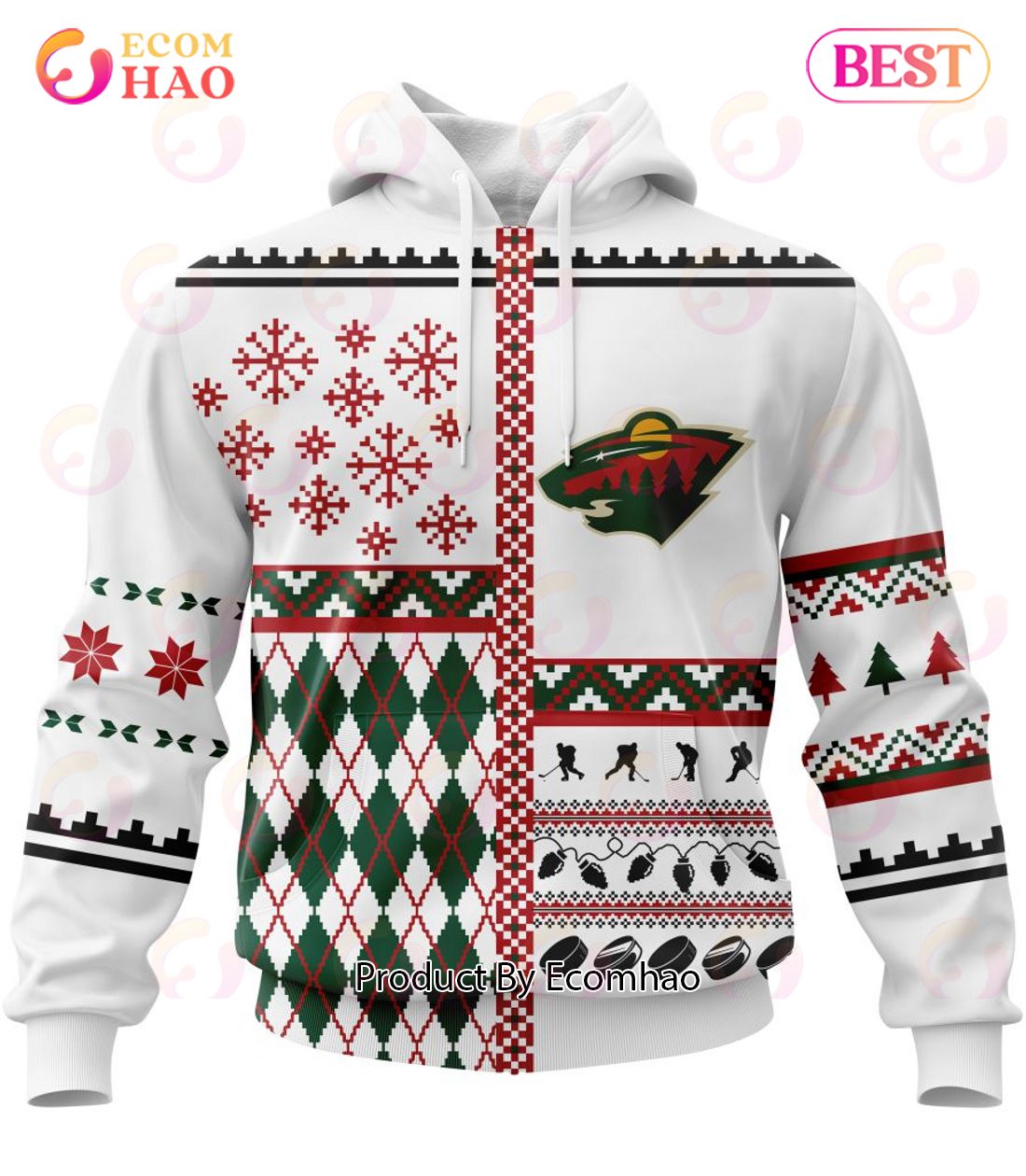 NHL Minnesota Wild Specialized Unisex Kits With Christmas Concepts 3D Hoodie