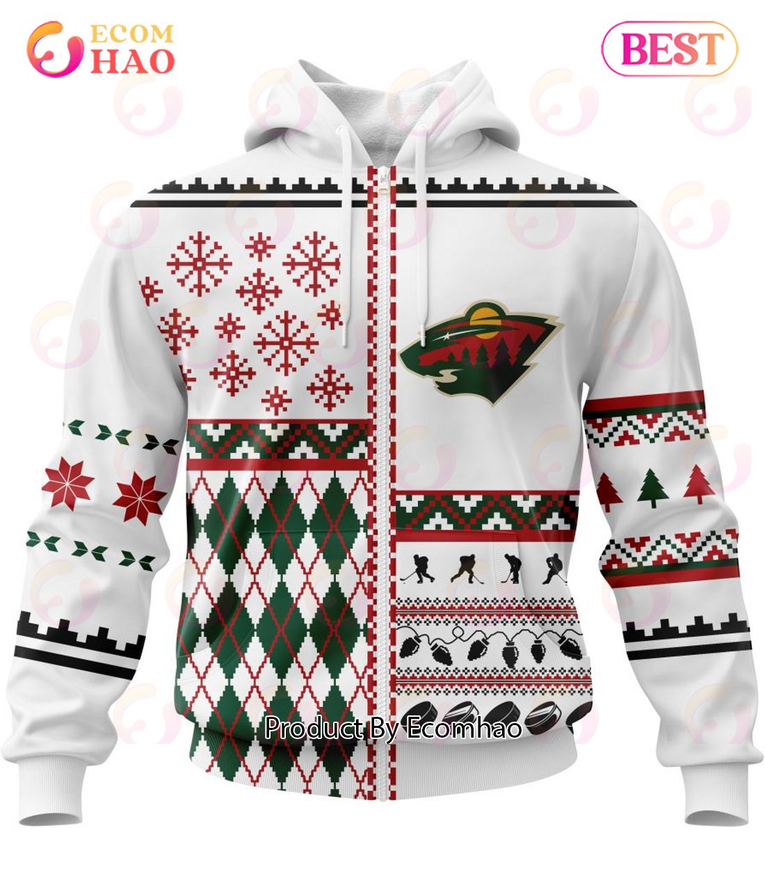 NHL Minnesota Wild Specialized Unisex Kits With Christmas Concepts 3D Hoodie