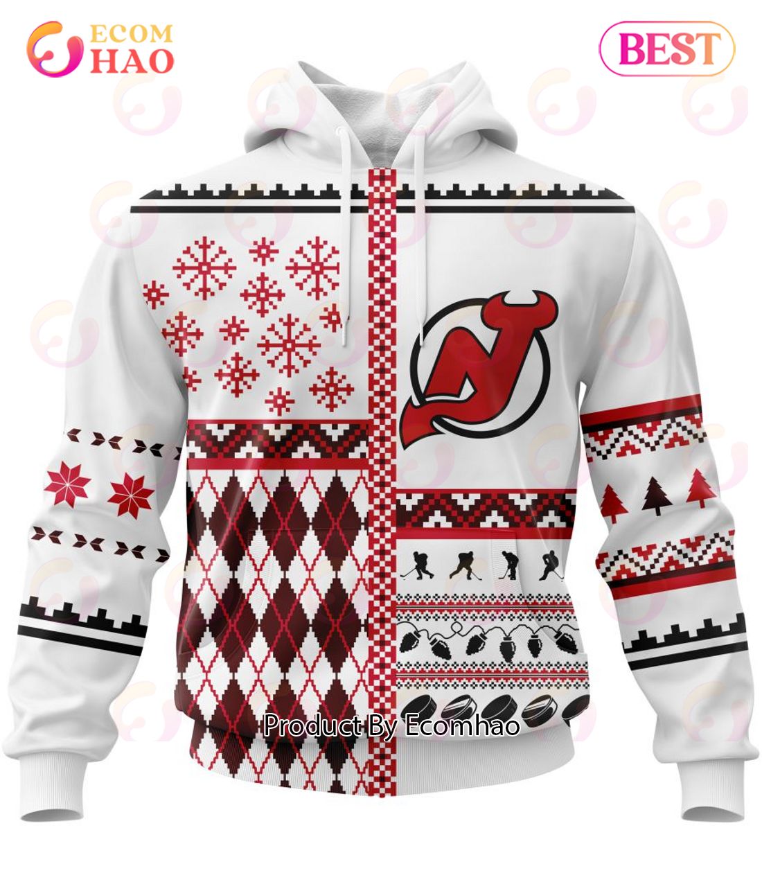 NHL New Jersey Devils Specialized Unisex Kits With Christmas Concepts 3D Hoodie