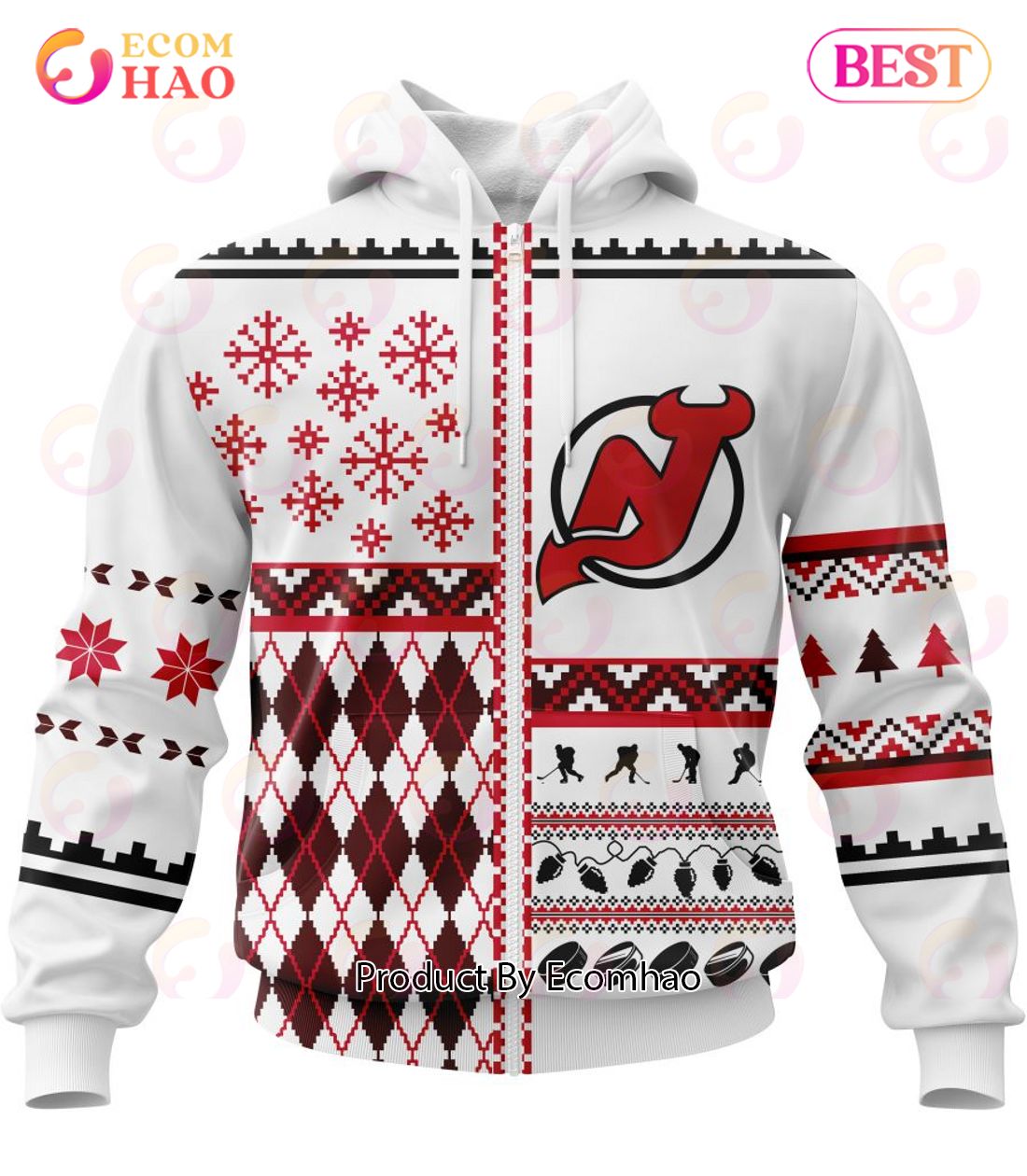 NHL New Jersey Devils Specialized Unisex Kits With Christmas Concepts 3D Hoodie