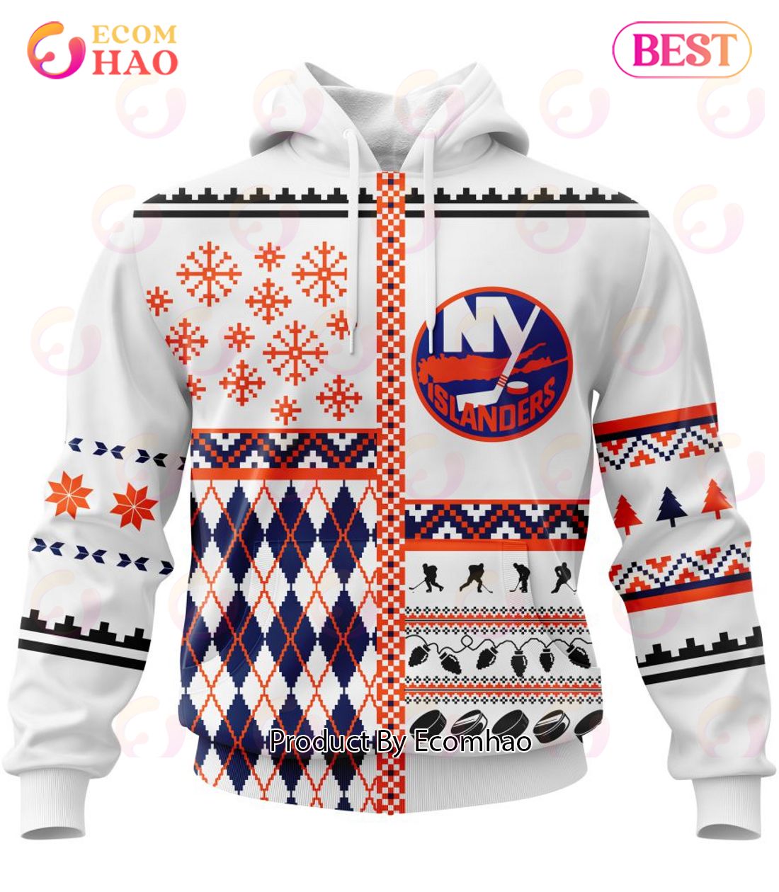 NHL New York Islanders Specialized Unisex Kits With Christmas Concepts 3D Hoodie