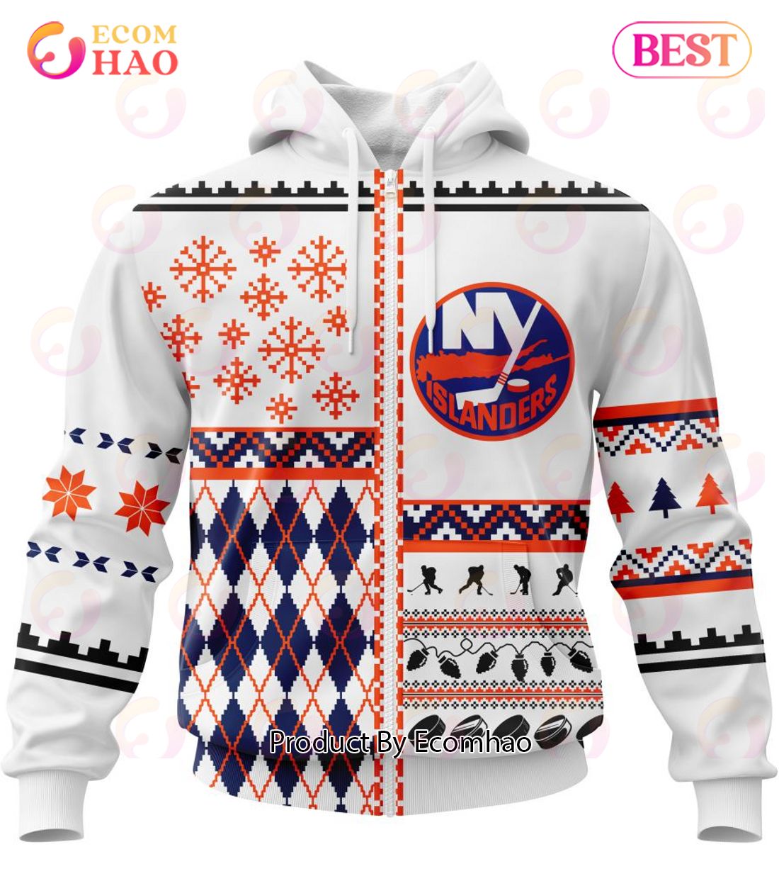 NHL New York Islanders Specialized Unisex Kits With Christmas Concepts 3D Hoodie