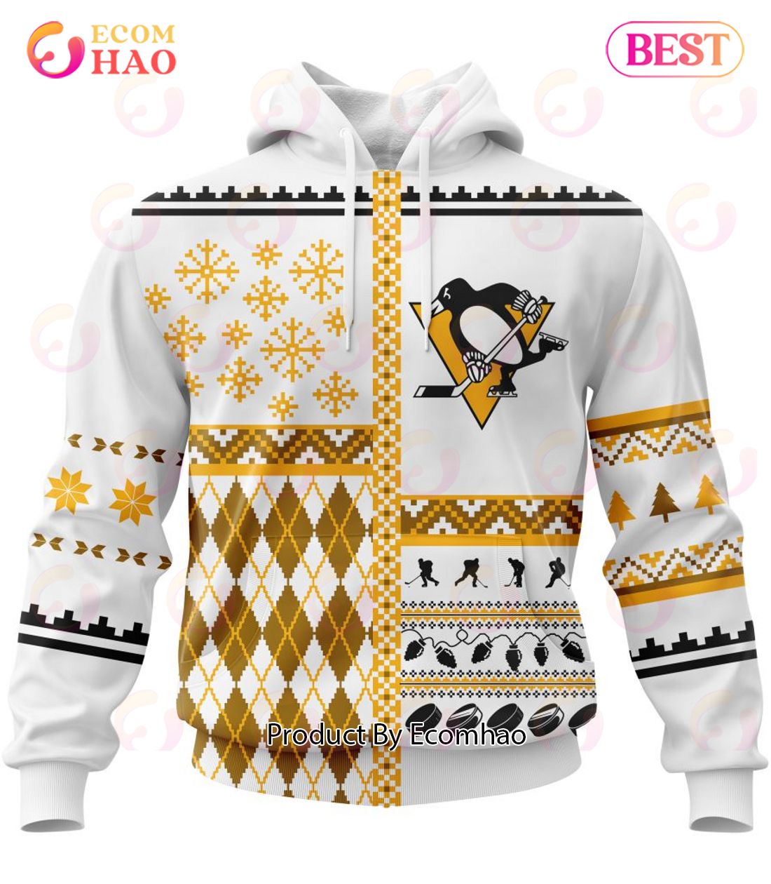 NHL Pittsburgh Penguins Specialized Unisex Kits With Christmas Concepts 3D Hoodie