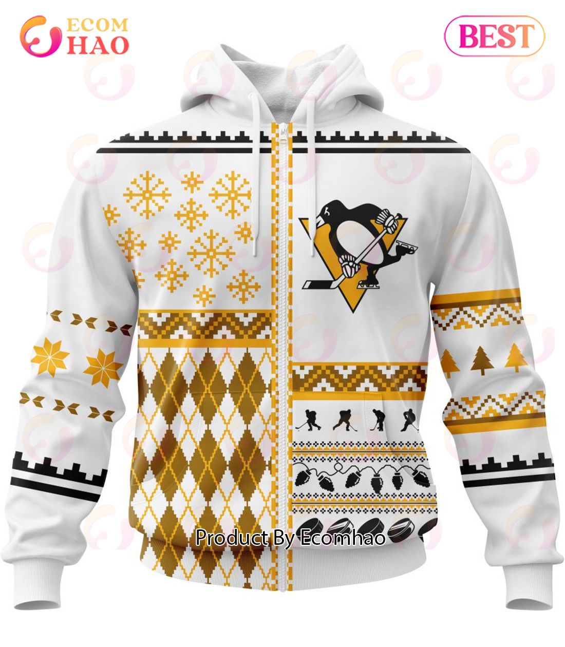 NHL Pittsburgh Penguins Specialized Unisex Kits With Christmas Concepts 3D Hoodie