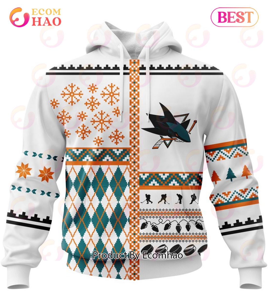 NHL San Jose Sharks Specialized Unisex Kits With Christmas Concepts 3D Hoodie