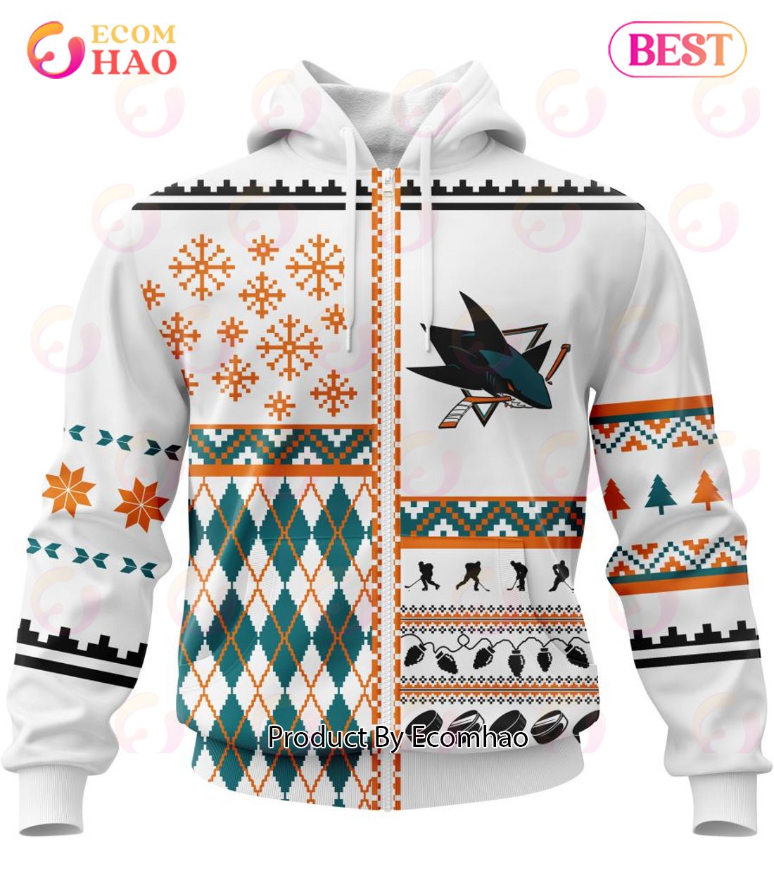 NHL San Jose Sharks Specialized Unisex Kits With Christmas Concepts 3D Hoodie