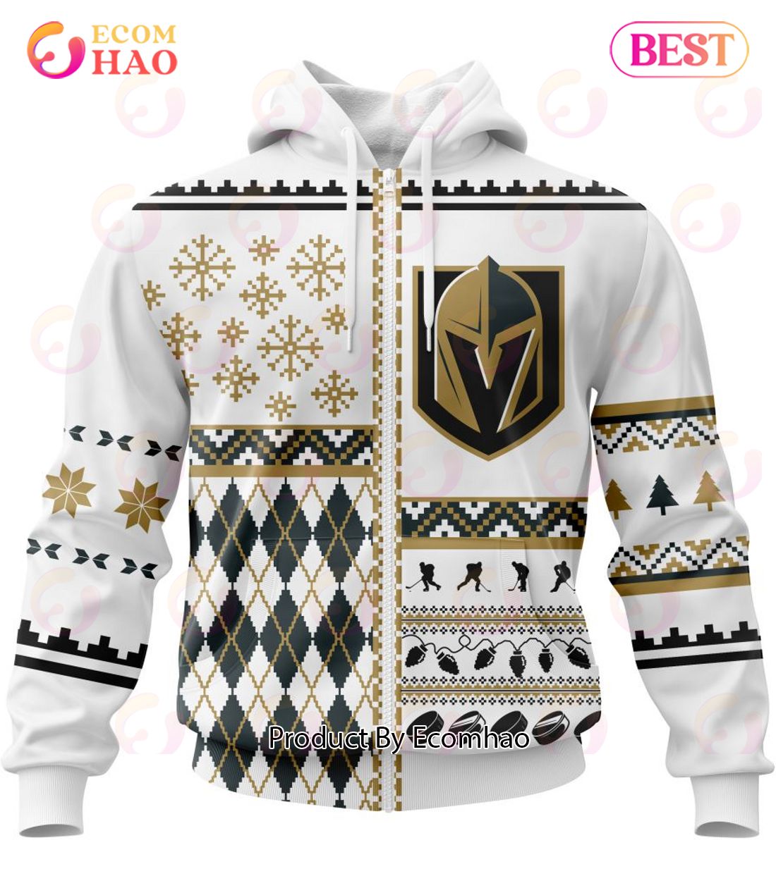 NHL Vegas Golden Knights Specialized Unisex Kits With Christmas Concepts 3D Hoodie