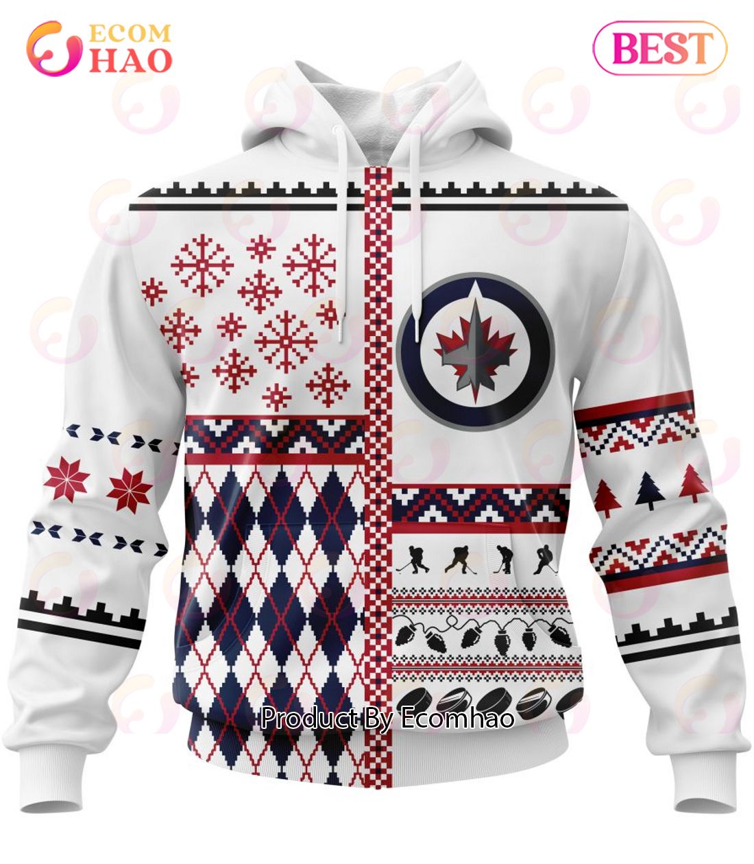 NHL Winnipeg Jets Specialized Unisex Kits With Christmas Concepts 3D Hoodie