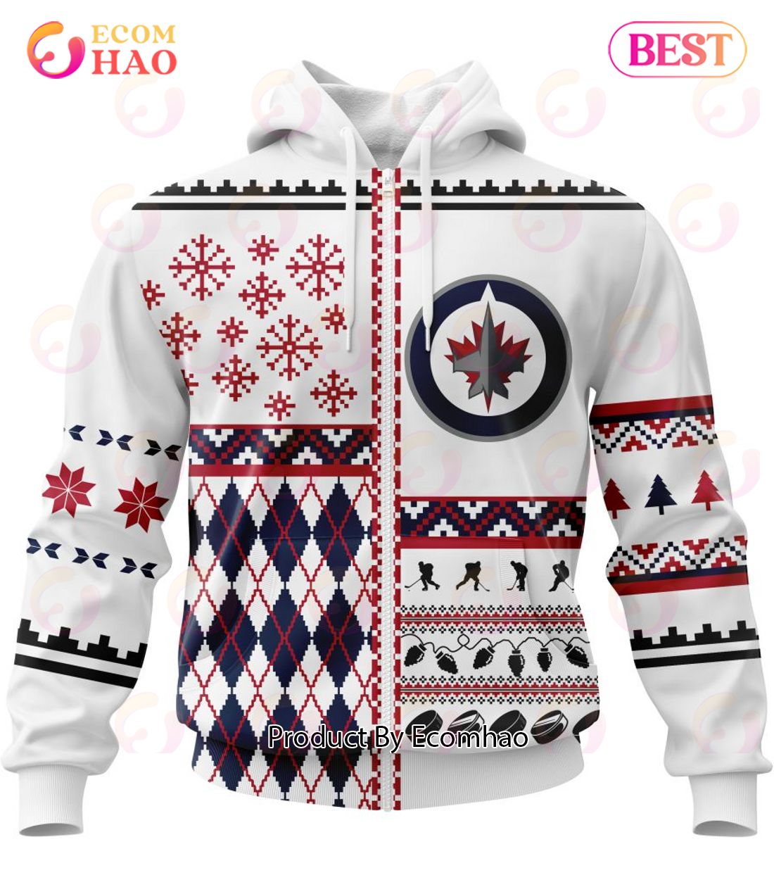 NHL Winnipeg Jets Specialized Unisex Kits With Christmas Concepts 3D Hoodie