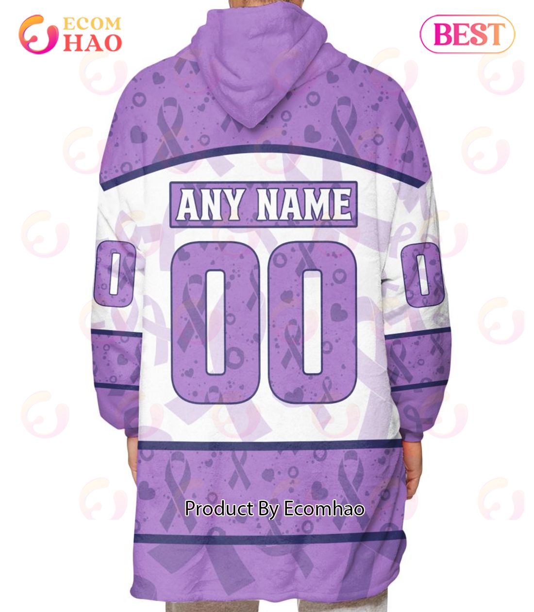 NHL Tampa Bay Lightning Special Lavender – Fight Cancer Oodie Blanket Hoodie