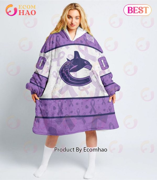 NHL Vancouver Canucks Special Lavender – Fight Cancer Oodie Blanket Hoodie