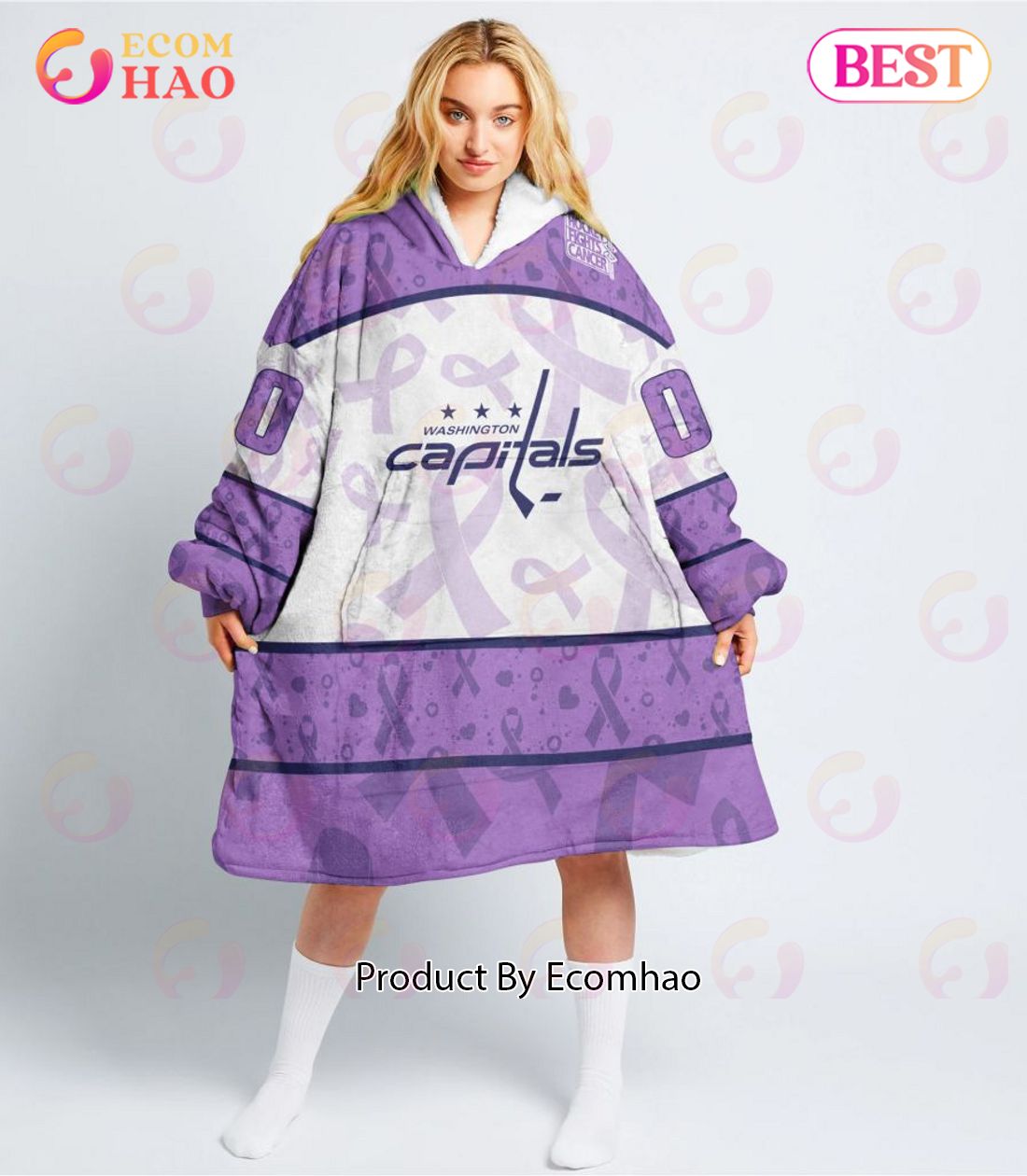 NHL Washington Capitals Special Lavender – Fight Cancer Oodie Blanket Hoodie