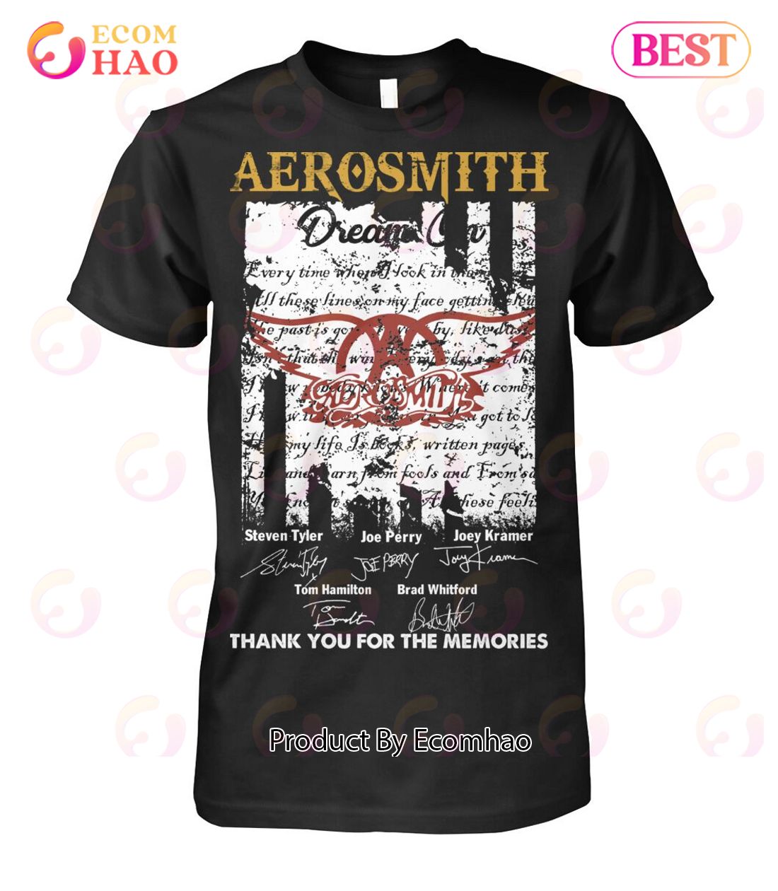 Aerosmith Dream On Lyrics Thank You For The Memories T-Shirt