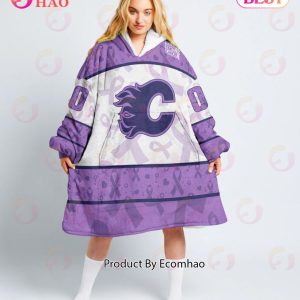 NHL Calgary Flames Special Lavender – Fight Cancer Oodie Blanket Hoodie