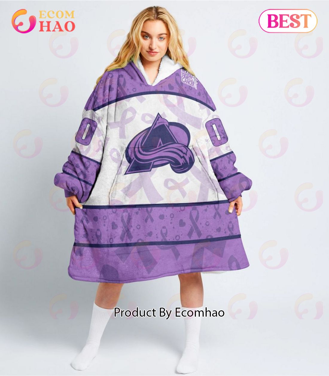 NHL Calgary Flames Special Lavender – Fight Cancer Oodie Blanket Hoodie