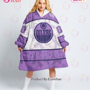 NHL Edmonton Oilers Special Lavender – Fight Cancer Oodie Blanket Hoodie