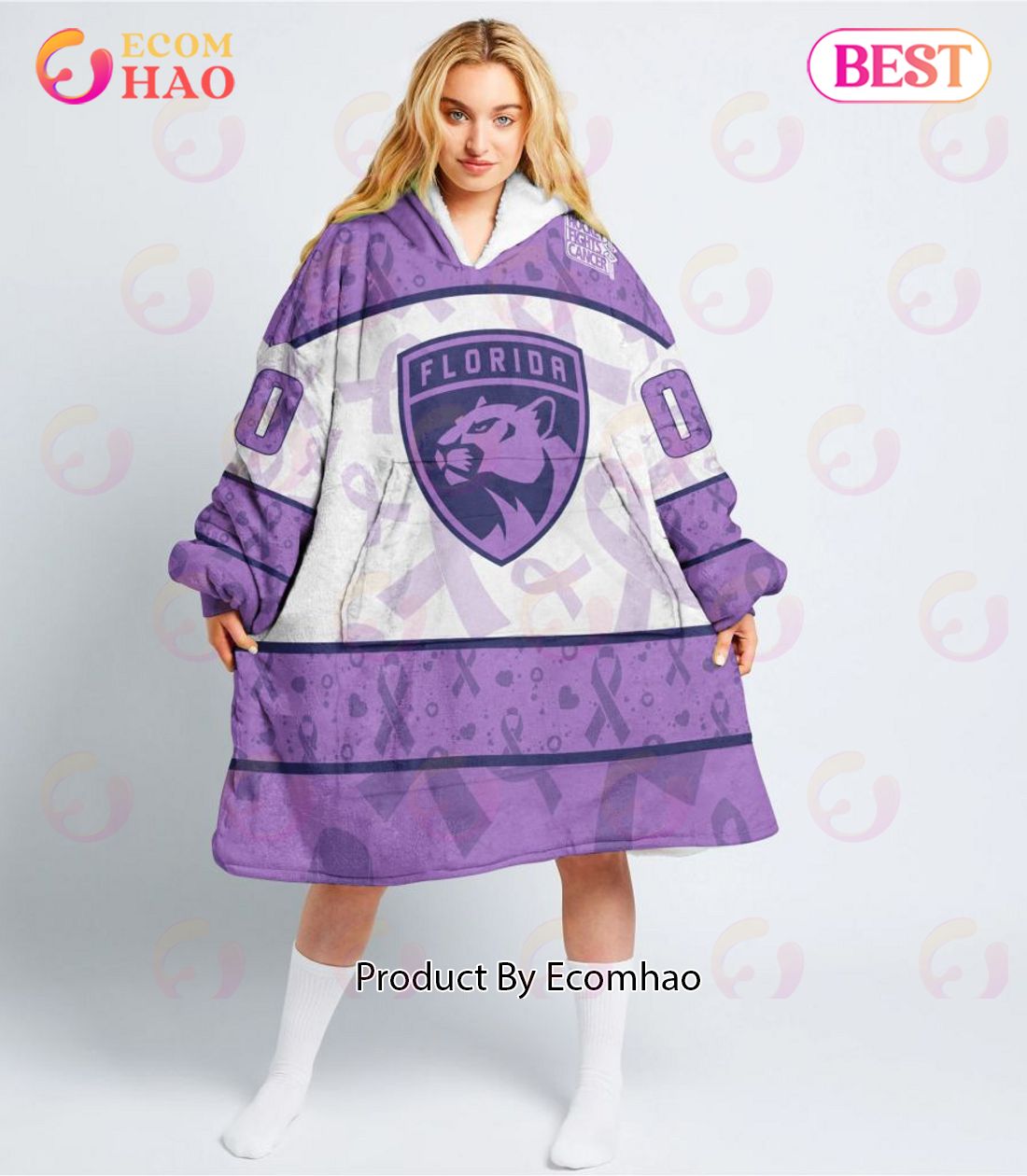 NHL Florida Panthers Special Lavender – Fight Cancer Oodie Blanket Hoodie