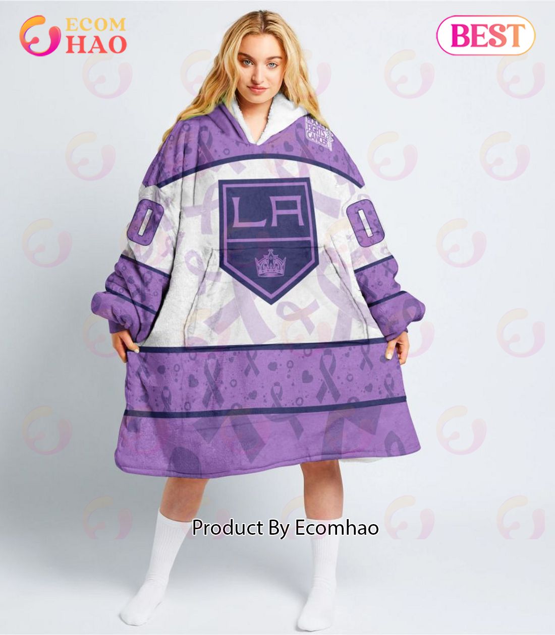 NHL Los Angeles Kings Special Lavender – Fight Cancer Oodie Blanket Hoodie