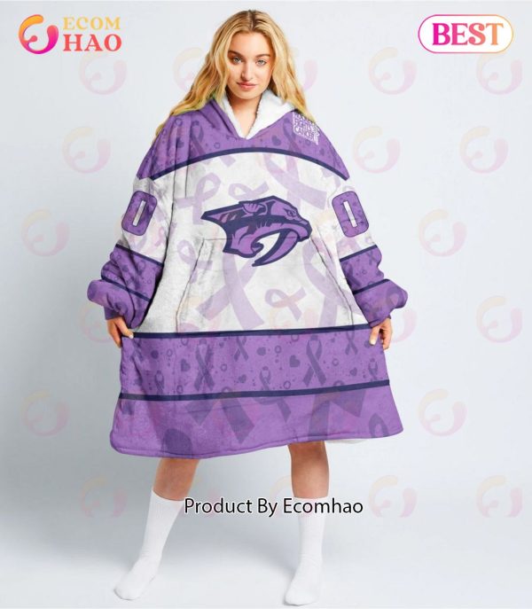 NHL Nashville Predators Special Lavender – Fight Cancer Oodie Blanket Hoodie