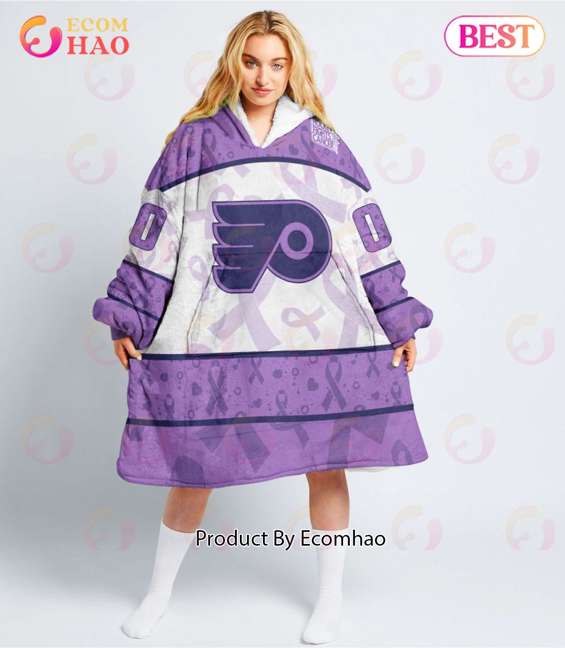 NHL Ottawa Senators Special Lavender – Fight Cancer Oodie Blanket Hoodie