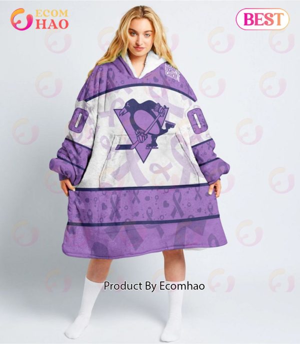 NHL Pittsburgh Penguins Special Lavender – Fight Cancer Oodie Blanket Hoodie