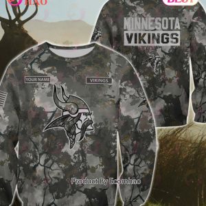 NFL Minnesota Vikings Personalized Your Name Hungting Camo Style 3D Hoodie,T Shirt, Sweatshirt, Zipper