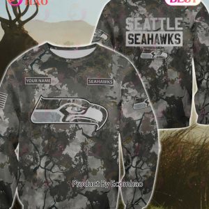 NFL Seattle Seahawks Personalized Your Name Hungting Camo Style 3D Hoodie,T Shirt, Sweatshirt, Zipper