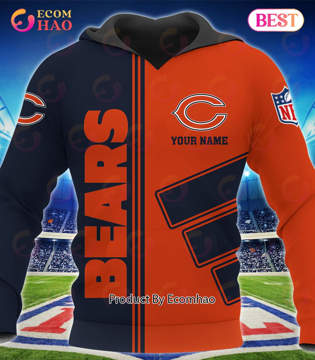 Personalized Name Chicago Bears NFL Unique Gifts Number 3D