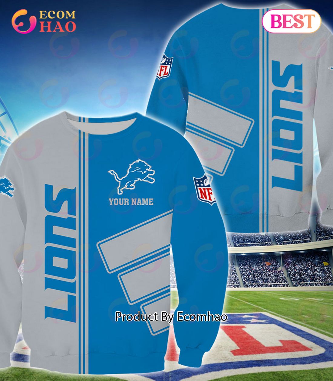 Detroit Lions Hoodie Camo Custom Name & Number Gifts for Fans - Dingeas