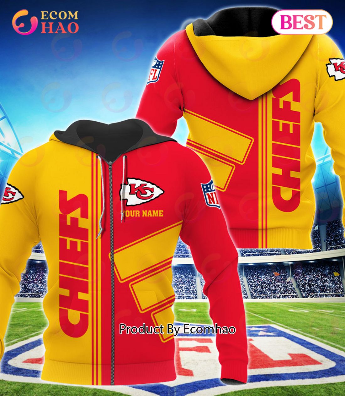 Kansas City Hoodie 3D Football On Fire Logo KC Chiefs Gift - Personalized  Gifts: Family, Sports, Occasions, Trending