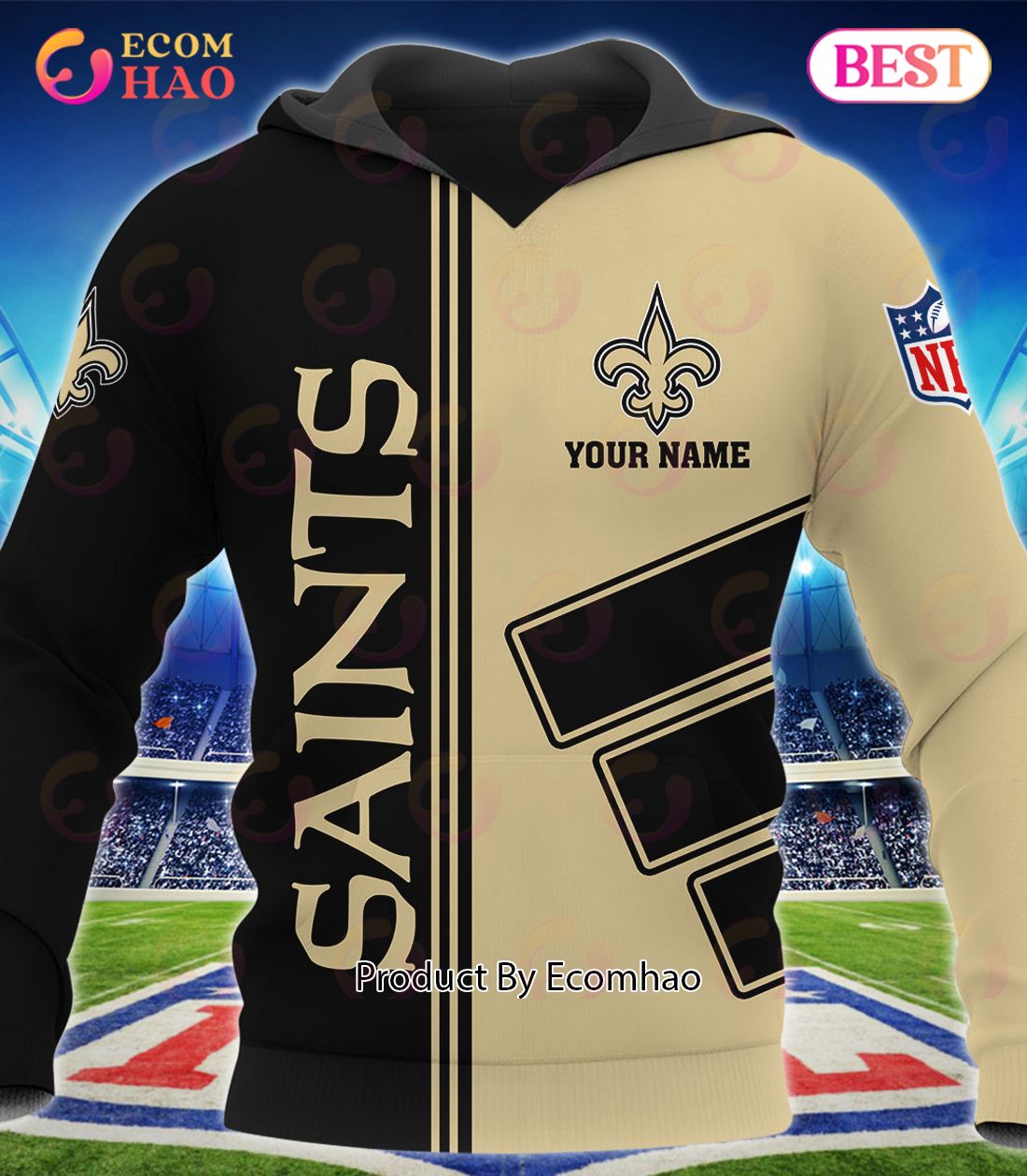 Personalized NFL New Orleans Saints US Flag Demon Face Funny 3D