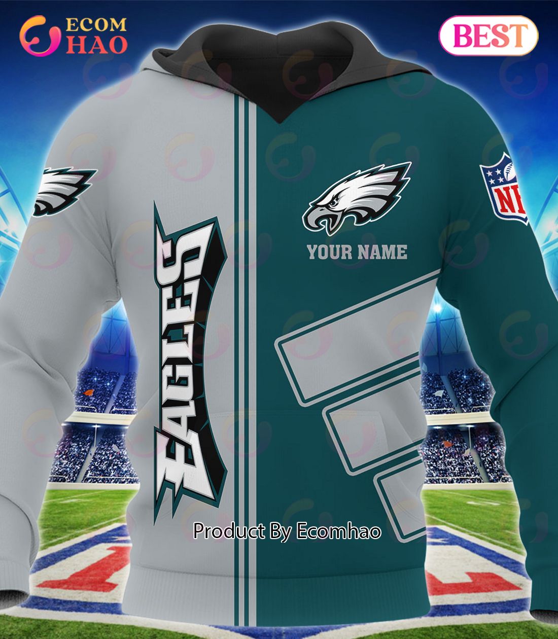 Personalized NFL Philadelphia Eagles US Flag Demon Face Funny 3D