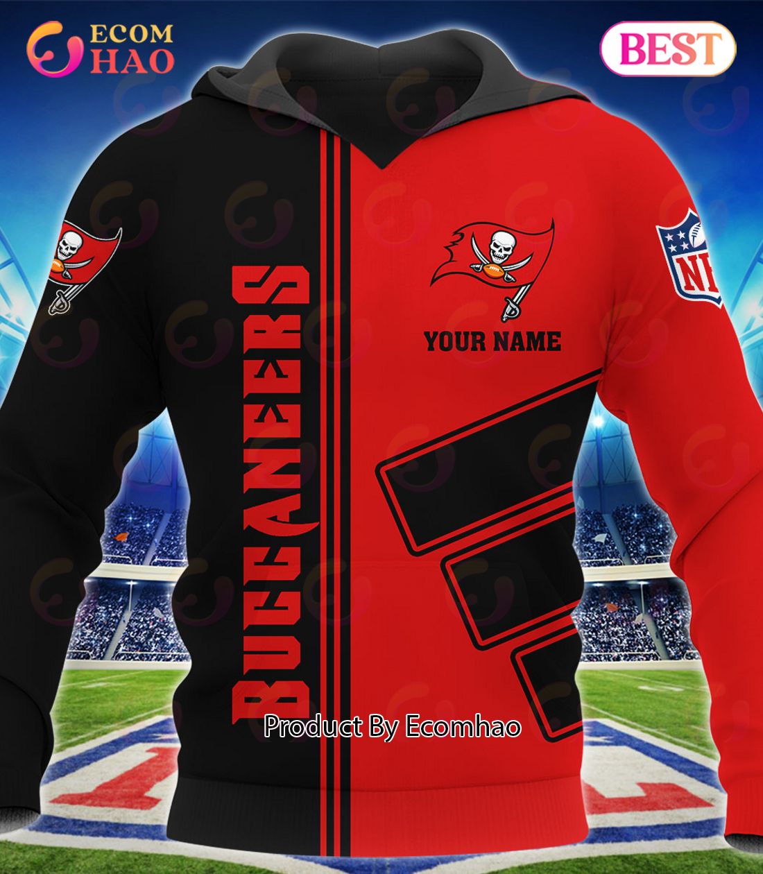 Personalized NFL Tampa Bay Buccaneers 3D Hoodie Special Pink Tie