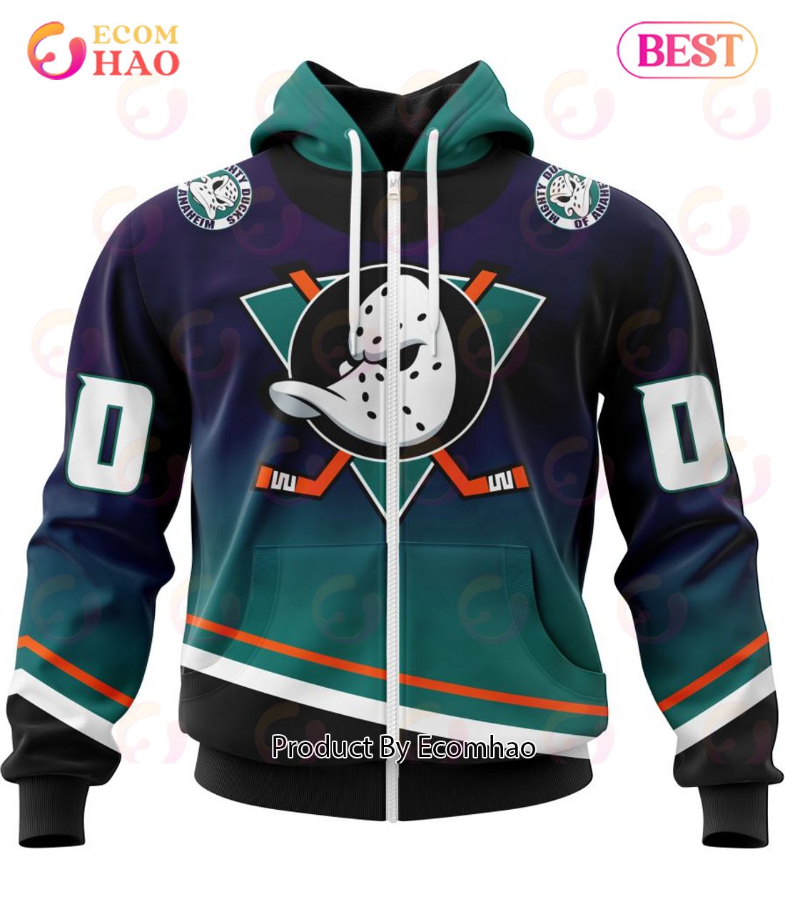 NHL Anaheim Ducks Special Retro Gradient Design 3D Hoodie