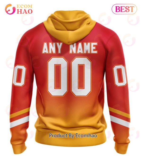 NHL Calgary Flames Special Retro Gradient Design 3D Hoodie