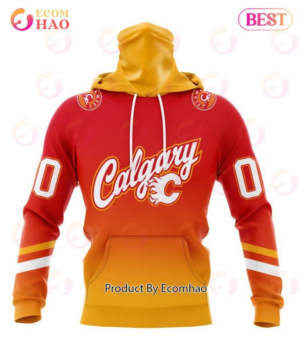 NHL Calgary Flames Special Retro Gradient Design 3D Hoodie