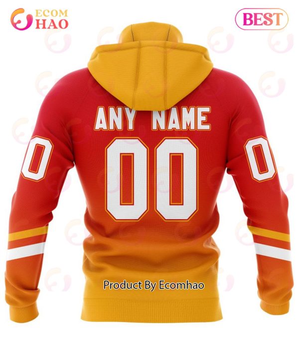 NHL Calgary Flames Special Retro Gradient Design 3D Hoodie