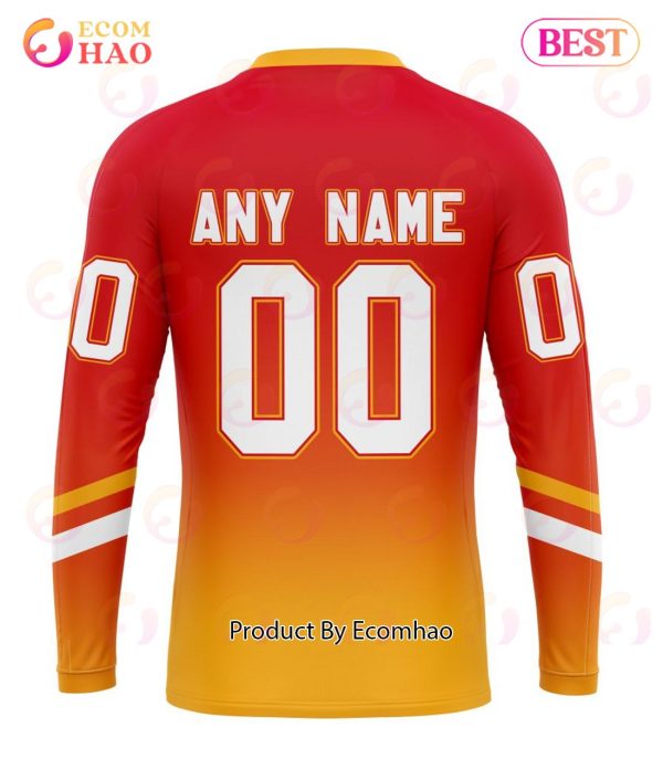 NHL Calgary Flames Special Retro Gradient Design 3D Hoodie