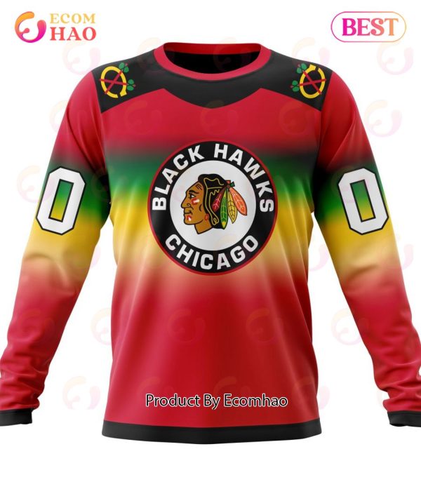 NHL Chicago Blackhawks Special Retro Gradient Design 3D Hoodie
