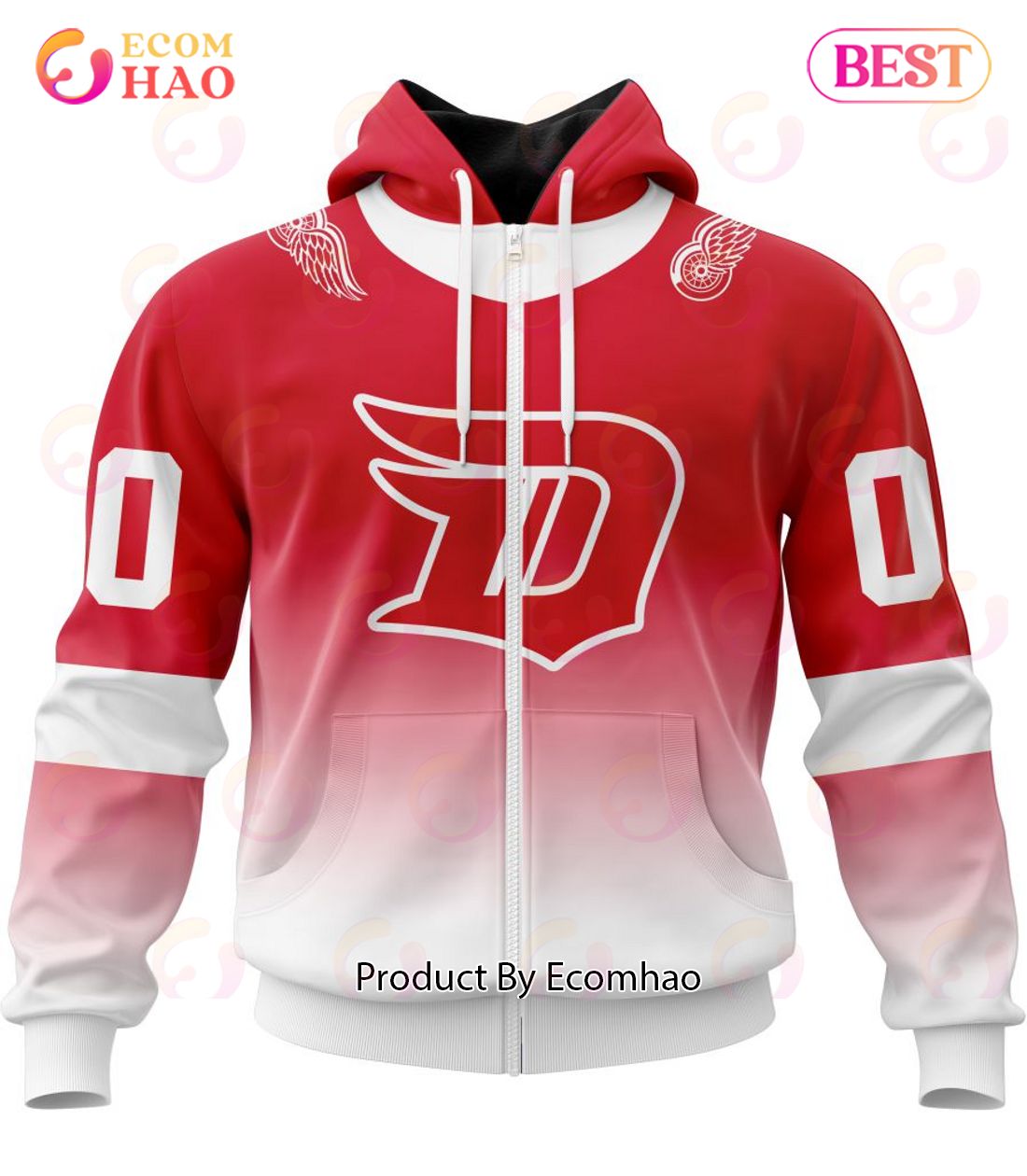 NHL Detroit Red Wings Special Retro Gradient Design 3D Hoodie