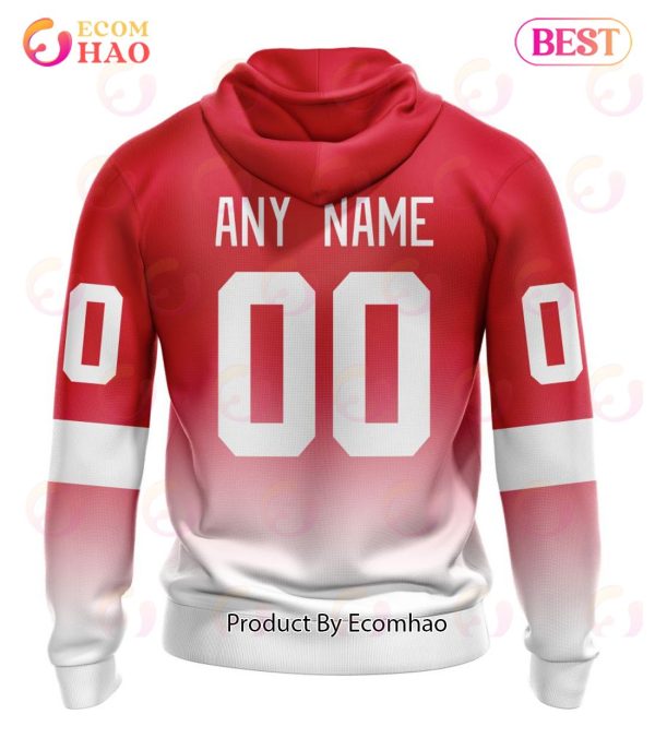 NHL Detroit Red Wings Special Retro Gradient Design 3D Hoodie